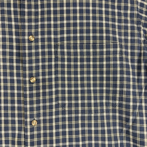 David Taylor Shirt Mens Size Large Blue Check Short Sleeve Collared Button Down - Picture 4 of 12